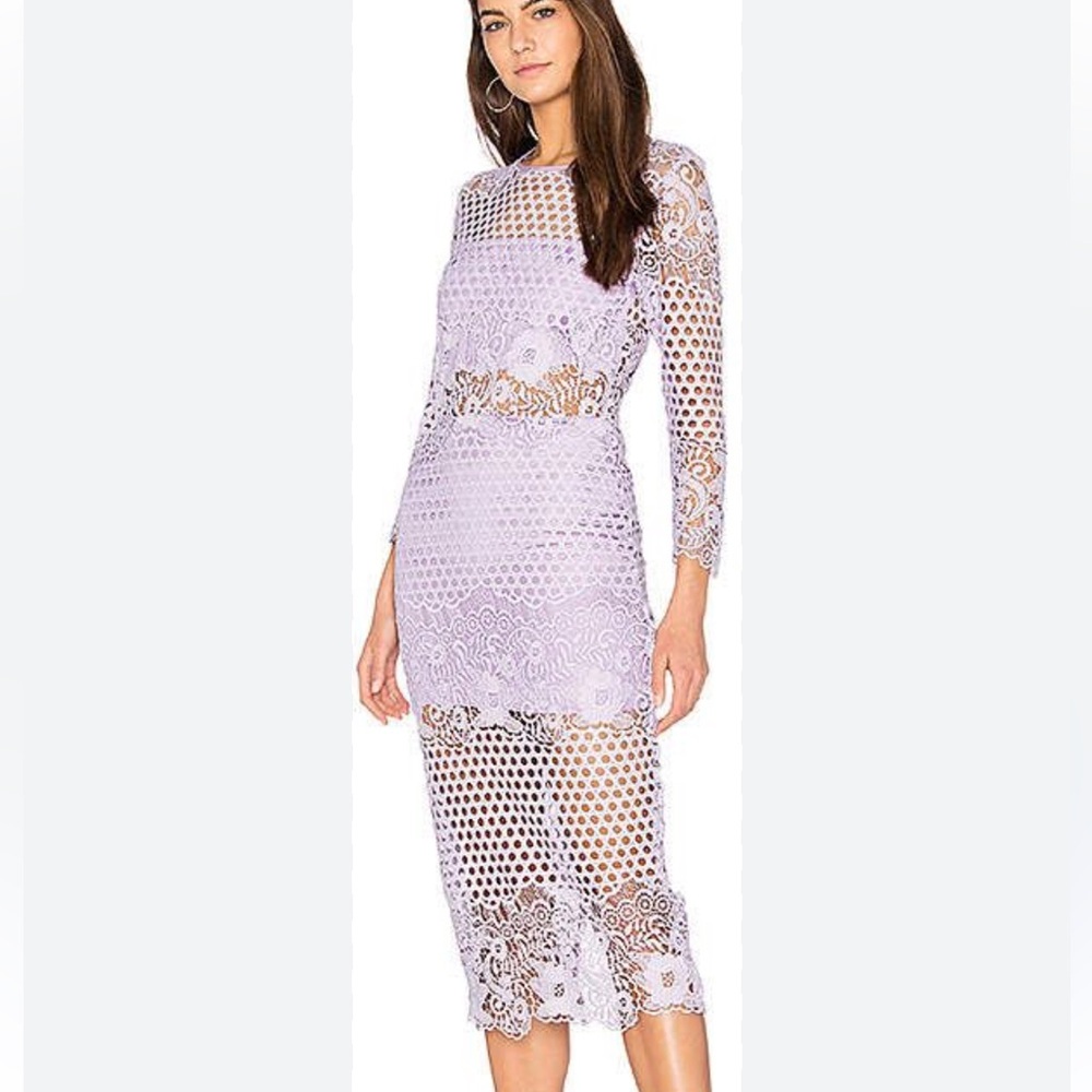 Karina Grimaldi Lace Long Sleeve Dress in Light Purple